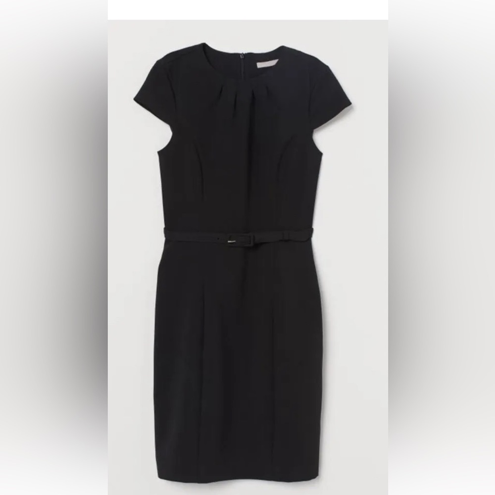 Black Belted Sheath Dress Large